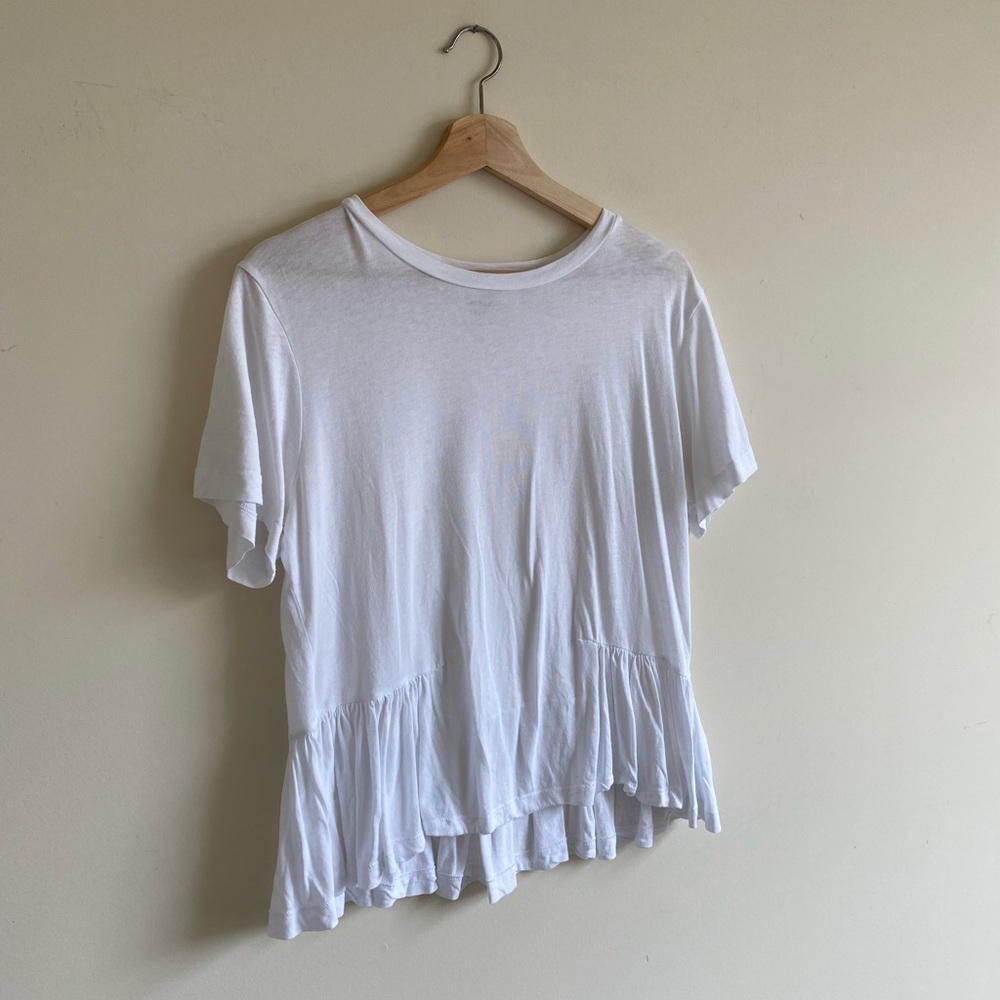 Aritzia White Cotton Ruffle Hem Top